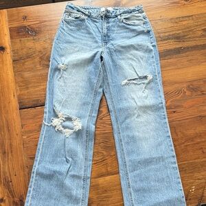 Light Wash Distressed Wide-Leg Women’s Jeans